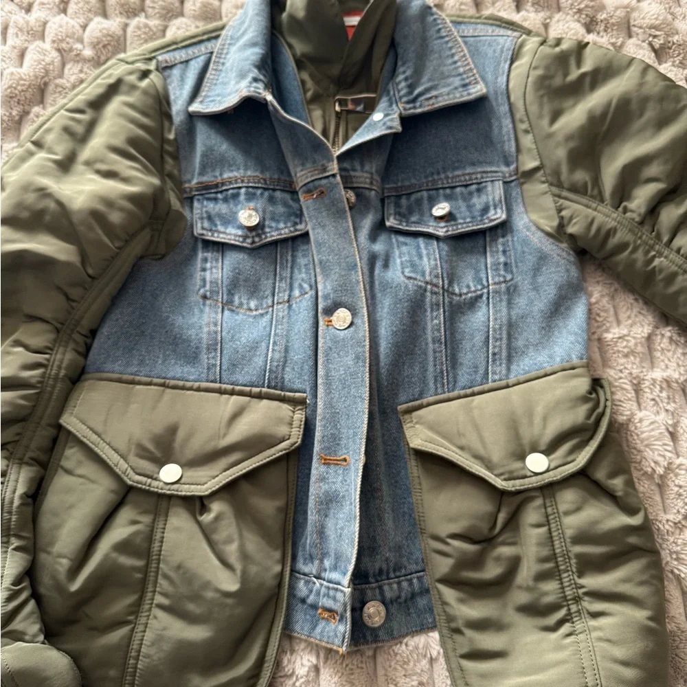 Denim and Olive Green Jacket - Picture 2 of 7